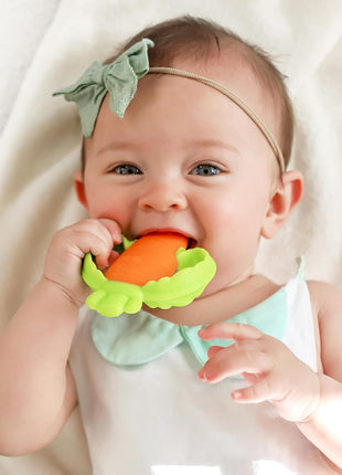 Infantino Lil' Nibbles Textured Silicone Teether, BPA-Free Baby Teething Toy, Soft, Easy to Hold, Sensory Stimulation for Infants, Carrot