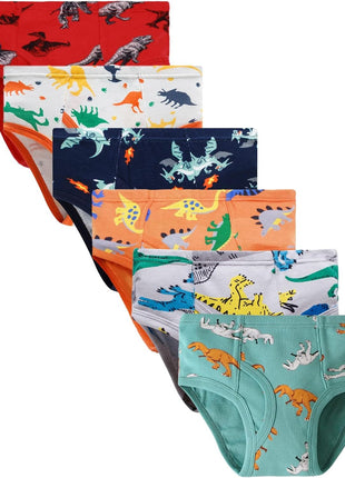 Boboking Little Boys Briefs Dinosaur Truck Toddler Kids Underwear (Pack of 6) 5/6Y