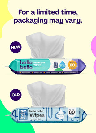 Hello Bello Premium Fragrance-Free Travel Size Baby Wipes, with Chamomile & Aloe Extracts for Sensitive Skin - 1 Resealable Pack = 20 Total Wipes