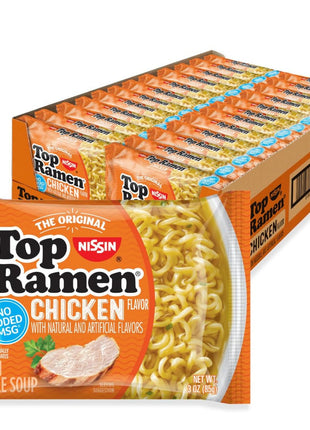Nissin Top Ramen Noodle Soup, Chicken, 3 Ounce (Pack of 24)