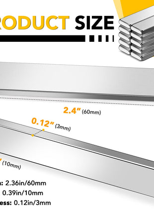 DIYMAG Strong Magnets, 12 Pack Neodymium Magnetic Strips Adhensive Backing | Industrial Rare Earth Flat Magnet Bar Heave Duty for Fridge, Whiteboard, Classroom, Science and Craft 2.36 x 0.39 x 0.12 Inch