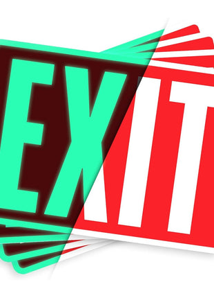 ASSURED SIGNS Exit Sign Stickers, Glow in the Dark, 10" x 7", 4 Pack | Aids Safety in Emergencies, Photoluminescent Illuminated Design, UV Protected, Perfect for Business, Self-Adhesive
