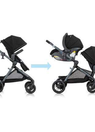 Evenflo Pivot Xpand Modular Travel System with LiteMax Infant Car Seat (Ayrshire Black)