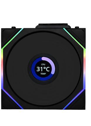 Lian Li UNI Fan TL LCD Wireless 120-Single Pack-2.4 GHz Wireless Signal ARGB Fan-Infinity Mirror-Daisy-Chain -Customizable Lighting Effects-Controller NOT Included & Required - Black (12TLLCD1W1B)