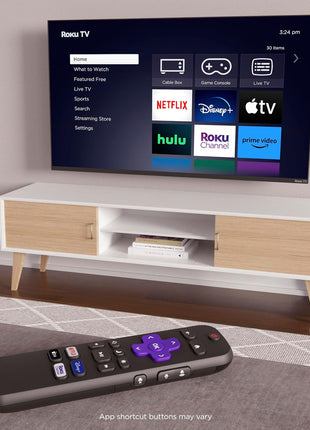 Roku TV Remote Control (Official Manufacturer Product) | Simple Setup & Pre-Set App Shortcuts - Replacement Remote Compatible with RokuTV Models ONLY (Not Roku Players)