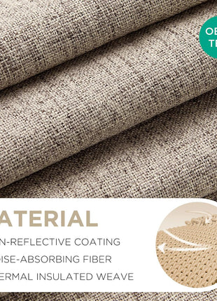 Joydeco 100% Blackout Curtains for Bedroom - Nature Linen 84 Inch Long Light Blocking 2 Panels Set, Rod Pocket & Back Tabs Living Room Drapes, Thermal Insulated Room Darkening Window Curtains