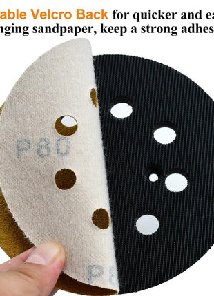 Aiyard 5-Inch 8-Hole Hook and Loop Sanding Discs 80-Grit Random Orbit Sandpaper, 100-Pack
