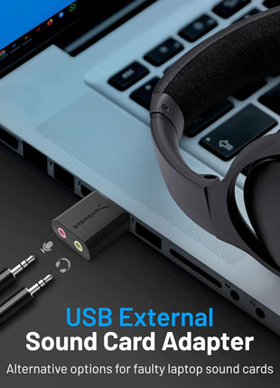 SABRENT USB External Stereo Sound Card Adapter, Plug & Play (AU-MMSA) | USB audio adapter; no drivers needed; for Windows & Mac; 3.5mm headphone & mic jacks; usb to 3.5mm jack audio adapter