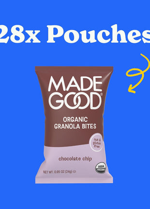 MadeGood Chocolate Chip Granola Bites, 28 Count, Organic and Delicious Snacks