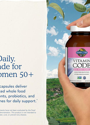 Garden of Life Vitamin Code Multivitamin for Women 50 & Over, 240 Capsules, Vitamins for Women 50 Plus with B Vitamins, Vitamins A, C, D3, E & K, CoQ10, Probiotics & Enzymes