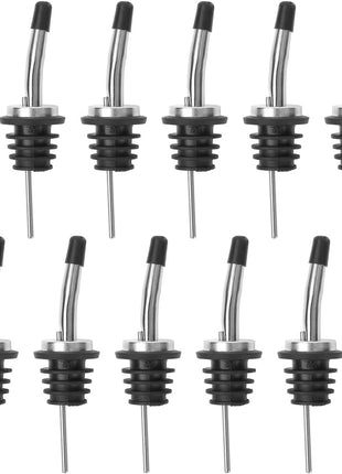 AOZITA 12 Pack Classic Bottle Pourers, Stainless Steel Liquor Pour Spouts Tapered Spout   Liquor Pourers with Rubber Dust Caps for Alcohol, Olive Oil,Bar Bartender Accessories