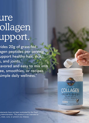 Garden of Life Grass Fed Collagen Peptides Powder Unflavored Collagen Powder for Women Men Hair Skin Nails Joints, Hydrolyzed Collagen Protein Supplements, Collagen for Women & Men, 28 Servings