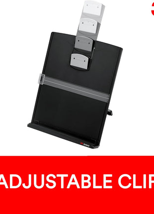 3M Desktop Document Holder Copy Holder, Adjustable Clip Holds Portrait and Landscape Documents for Easy Viewing, Bottom Ledge Has Lip to Keep up to 150 Sheets Securely in Place, Black (DH340MB)
