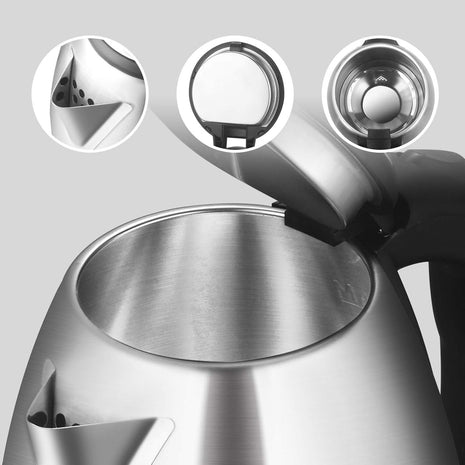 TOPWIT 2.0L Stainless Steel Electric Kettle, Rapid Boiling Hot Water Kettle | BPA-Free, No Plastic Contact, Electric Tea Kettle with Auto Shut-off and Boil-dry Protection for Home & Office