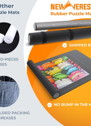 The Original Newverest Jigsaw Puzzle Mat Roll Up, Saver Pad 46" x 26" Portable Keeper Up to 1500 Pieces with Non-Slip Rubber Bottom & Smooth Top + 3 Puzzle Sorting Trays & Travel-Friendly Storage Bag