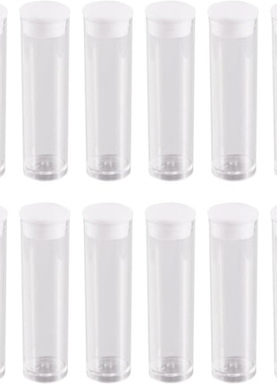 Craftdady 100Pcs Transparent Clear Plastic Small Empty Storage Tubes Bead Container Set Test Bottles Organizers Boxes with Lid 2.16x0.59 (55x15mm)