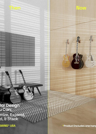 String Swing CC01K-BW Guitar Hanger and Guitar Wall Mount Bracket Holder for Acoustic and Electric Guitars Black Walnut