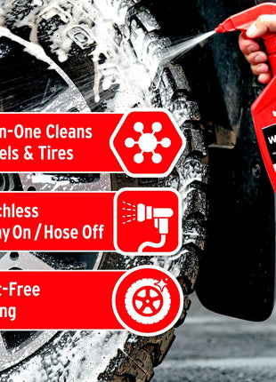 Mothers Foaming Wheel & Tire Cleaner, 24 oz. (05924) | Foaming Action Lifts Brake Dust & Grime, Safe for Factory-Coated Wheels, Restores, Cleans, Finishes Fast, Spot-Free Rinse