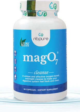 nbpure MagO7   Natural Colon Cleanse & Detox | Occasional Constipation Relief, Stool Softening, & Bloating Support for Men & Women | Ozonated Magnesium Oxide, 90 Capsules