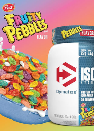 Dymatize ISO100 Protein Powder, 100% Whey Isolate, Fruity Pebbles | 25g Protein, Hydrolyzed, Fast-Absorbing, Supports Muscle Health, 5.5g BCAAs, Gluten-Free, 20 Servings, 1.3 lb