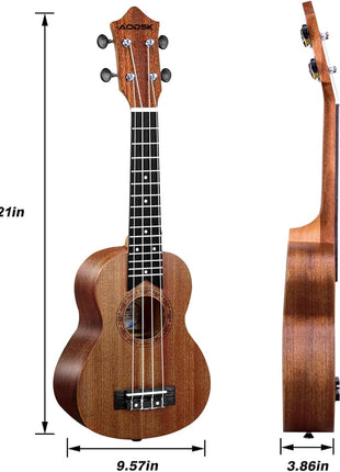 AODSK Soprano Ukulele for Beginner 21 Inch Ukelele Kit with Gig Bag StrapTuner Nylon String 4 Picks Cloth Online Lesson Holiday Gift