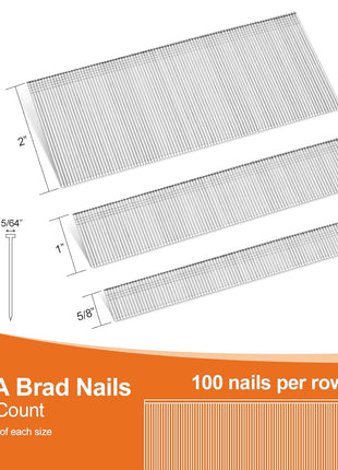 4200-Count 18 Gauge 1/4 inch Narrow Crown Staples (1-1/2 inch 1-1/4 inch 1 inch 3/4 inch 1/2 inch) & 18GA Brad Nails (2 inch 1 inch 5/8 inch), Heavy Duty Galvanized Upholstery Staple for Pneumatic/Electric Stapler Gun/Brad Nailer