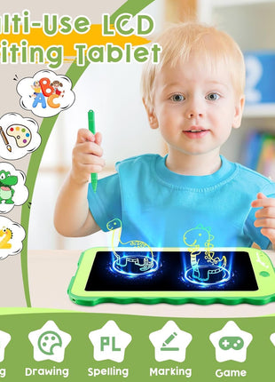 Teriph LCD Writing Tablet for Kids, Colorful Toddlers Toys Drawing Board, Educational Kid Toys, Doodle Pad Dinosaur Toy for 3 4 5 6 7 8 Year Old Boys Girls Birthday Party Xmas,8.5inch & Green