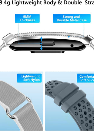 Smart Bracelet for Men Women, Health Activity Fitness Trackers, 24H Sleep Tracker, 24/7 Continuous Heart Rate/Blood Pressure/HRV/Stress Monitor, 170+ Sports Modes Smart Wristband with 2 Bands Free APP