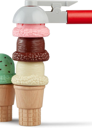 Melissa & Doug Scoop and Stack Ice Cream Playset, Magnetic Wooden Toys & Pretend Play Kitchen Accessories, Preschool Learning Toys for Girls & Boys 3+ - FSC Certified