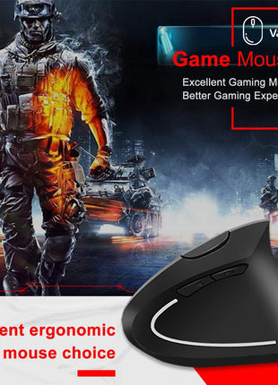 Vassink Ergonomic Mouse, Rechargeable Wireless Mouse, 2.4GHz Rechargeable Wireless Vertical Optical Mice with USB Receiver, 6 Buttons for Laptop, PC, Computer Black