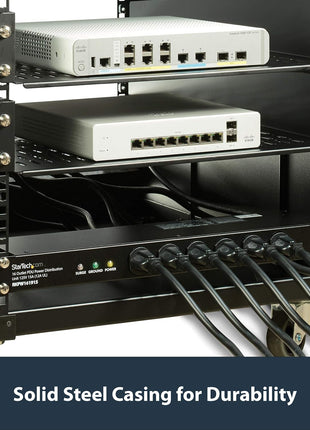 StarTech.com 16 Outlet Horizontal 1U Rack Mount PDU Power Strip for Network Server Racks - Surge Protection - 120V/15A - 6ft Power Cord (RKPW161915)