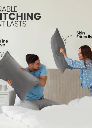 Utopia Bedding Pillow Cases Queen Size 2 Pack ??Soft Brushed Microfiber ??Envelope Closure ??Perfect for Hospitals, Hotels, Guest Rooms ??Oeko TEx Certified, 20x30 Inches (Grey)
