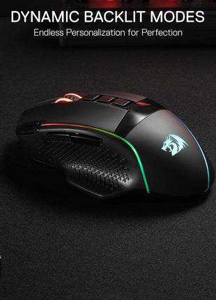 Redragon M991 Wireless Gaming Mouse, 26000 DPI 3-Mode Gamer Mice w/Rapid Fire Key, 9 Macro Buttons, Powerful Capacity and RGB Backlight for PC/Mac/Laptop, Black