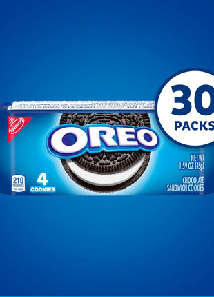 OREO Chocolate Sandwich Cookies, 30 Snack Packs (4 Cookies Per Pack) | Always made with Real Cocoa, Certified Kosher, Individually Wrapped