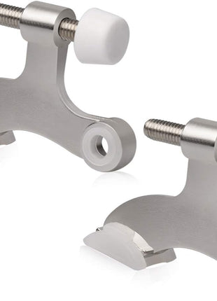 KOVOSCH 2 Pack Hinge Pin Door Stopper Brushed Satin Nickel - Adjustable Heavy Duty Hinge Pin Door Stop with White Rubber Bumper Tips