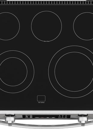 Kenmore Front Control Electric Range Oven with 5 Cooktop Elements with 7 Cooking Power Options, True Convection, Steam and Self Clean, Freestanding Oven, 4.8 cu. ft. Capacity Stainless Steel