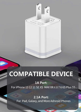 USB Wall Charger, LUOATIP 3-Pack 2.1A 5V Dual Port Cube Power Adapter Plug Block Charging Box Brick for iPhone 13 12 11 Pro Max SE XS XR X 8 7 6 6S Plus, Galaxy, LG, Moto, Android Phones