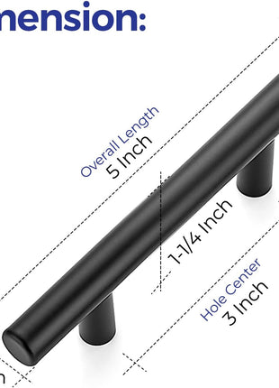 Ravinte 30 Pack | 5 Inch Cabinet Pulls Matte Black Stainless Steel Kitchen Drawer Pulls Cabinet Handles 5 InchLength, 3 Inch Hole Center
