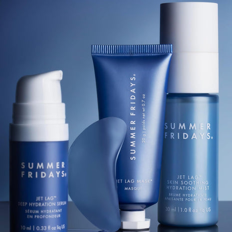 Summer Fridays Jet LagTM Essentials - Mini Hydrating Skin Care Set With Jet LagTM Mask, Eye Patches, Deep Hydration Face Serum & Hydration Mist - Travel Size Skincare Kit & Gift Set (4 Count)