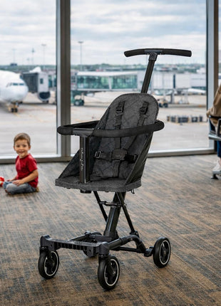 Dream On Me Coast Rider Lightweight Travel Stroller, 45 Lb Limit, Black | 5-Point Harness, Smooth Wheels, Compact Baby & Toddler Stroller, Theme Park Approved, Quick Fold, Converts to Rider & Scooter