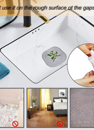Bovinde Hair Drain Catcher,Square Cover for Shower 2 Pack (Sliver Grey) | Drainer Cover Silicone Hair Stopper with Suction Cups,Protector Accessories,Easy to Install Suit for Bathroom,Bathtub,Sink