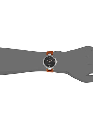 TIMEX Analog Watch for Women with Black Round Dial & Orange Leather Strap Band Water Resistant Women's Wrist Watches - TWEL11814
