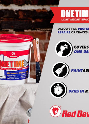 Red Devil 0542 ONETIME Lightweight Spackle Wall Repair, Spackling for Holes Drywall, 1/2 Pint, White, 8 Ounce, Made in USA
