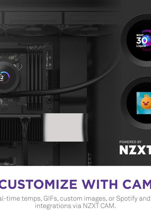 NZXT Kraken Plus 360 – AIO CPU Liquid Cooler – 360mm Radiator – 3 x F120P Fans – Customizable 1.54 inch Square LCD – AMD® AM5, AM4 – Intel® LGA 1851/1700, 1200/115X – Black
