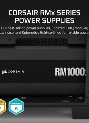 CORSAIR RM1000x Fully Modular Low-Noise ATX Power Supply – ATX 3.1 Compliant – PCIe 5.1 Support – Cybenetics Gold Efficiency – Native 12V-2x6 Connector – Black