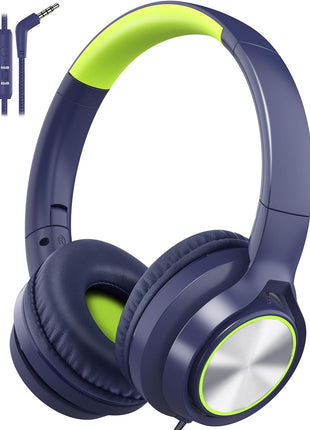 Kids Headphones with Cord , Wired Over Ear Headsets with Microphone Limited Volume 85dB/ 94dB, Portable Wired Headphones for Kids Boys Girls Teens Children Online School/Travel/iPad/Tablet/Cellphone