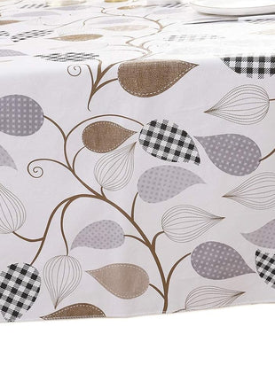 Heavy Duty Vinyl Tablecloth with Flannel Backing Waterproof Oil Proof Plastic Table Cloth Stain Resistant Wipeable Rectangle or Square Table Cover for Indoor and Outdoor (Leaves, 60x84 Inch)