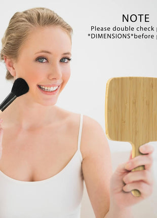 YEAKE Hand Mirror,Natural Bamboo Handheld Mirror with Handle, Single-Sided Portable Travel Vanity Mirror for Men & Women,6.9" W x 9.9" L