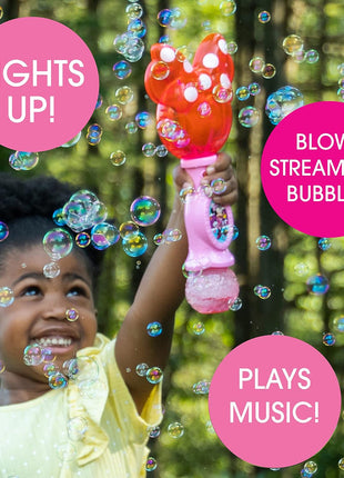 Little Kids Disney Minnie Mouse Light and Sound Musical Bubble Wand, Includes Bubble Solution, Multi (2051)