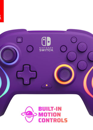PDP Afterglow Wave Wireless RGB Gaming Controller for Nintendo Switch 2 | Nintendo Switch Lite, OLED, RGB LED Lighting, App Customization, Rechargeable 20-Hr Battery, 2 Mappable Back Buttons, Purple